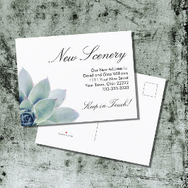 Elegantes botanisches Sukkulent Neue Zuhause Movin Ankündigungspostkarte