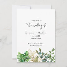 Elegantes Botanisches und Foto Hochzeit Einladung