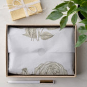 Elegantes botanisches Vintag Beige Weißes Rose Seidenpapier (Geschenk)