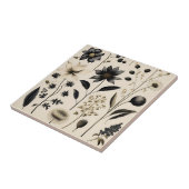 Elegantes botanisches Vintage auf Creme Fliese (Seite)