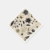 Elegantes botanisches Vintage auf Creme Serviette (Ecke)