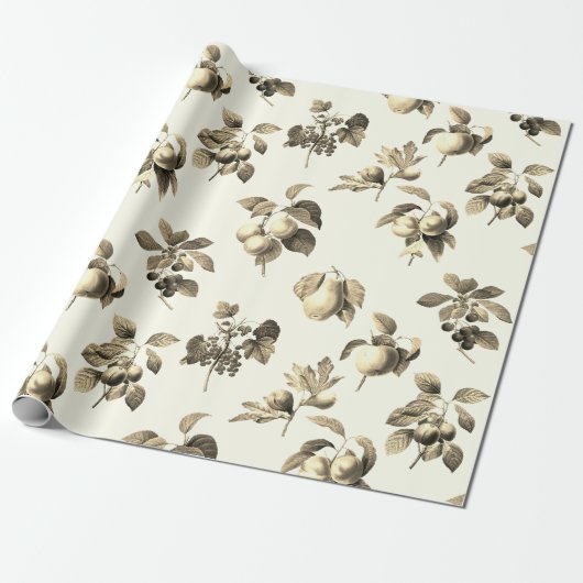 Elegantes botanisches Vintages Fruchtbeige Geschenkpapier (Ungerollt)