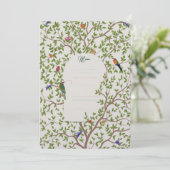 Elegantes Botanisches Vogelmenü - Hochzeit Menükarte (Stehend Vorderseite)