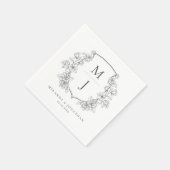 Elegantes Botanisches Wappen Monogram Wedding Serviette (Ecke)