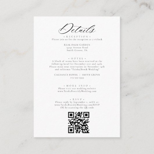 Elegantes botanisches Wappen - Monogramm Hochzeit Begleitkarte (Rückseite)