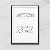 Elegantes botanisches Wappen - Monogramm Hochzeit Begleitkarte (Vorderseite)