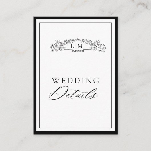 Elegantes botanisches Wappen - Monogramm Hochzeit Begleitkarte (Vorderseite)