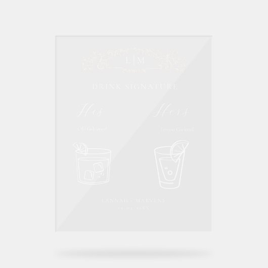 Elegantes botanisches Wappen Monogramm Signature D Acrylschild (Vorderseite)