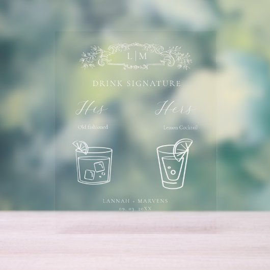 Elegantes botanisches Wappen Monogramm Signature D Acrylschild (Neutral)