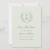 Elegantes botanisches Wappen Wreath Wedding Save The Date (Vorderseite)