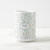Elegantes botanisches Wasserfarben-Blumenmonogramm Kaffeetasse (Mittel)