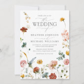 Elegantes botanisches Wasserfarbenskript Hochzeit Einladung (Vorderseite)