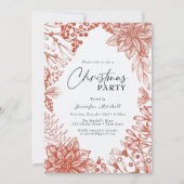 Elegantes botanisches Watercolor Holly Weihnachten Einladung (Vorderseite)