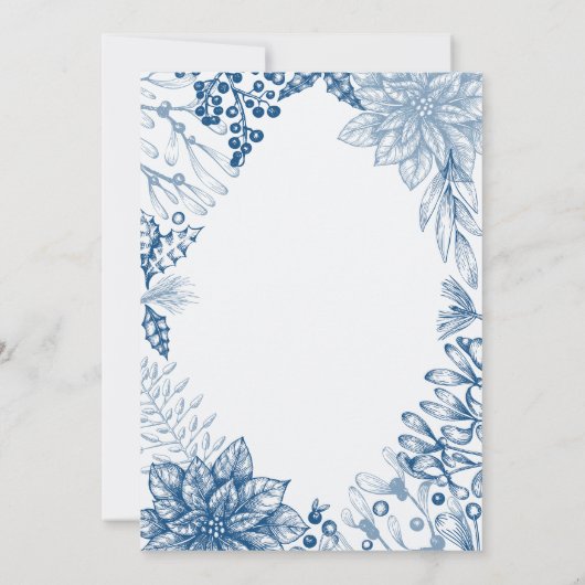 Elegantes botanisches Watercolor Holly Weihnachten Einladung (Rückseite)