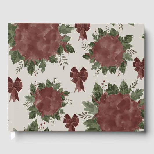 Elegantes botanisches Weihnachtsfest Gästebuch (Vorderseite)