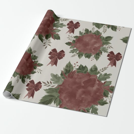 Elegantes botanisches Weihnachtsfest Geschenkpapier (Ungerollt)