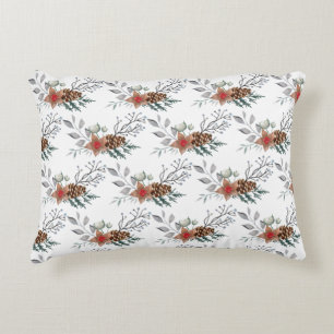 Elegantes botanisches Weihnachtsfest in Aquarell Dekokissen