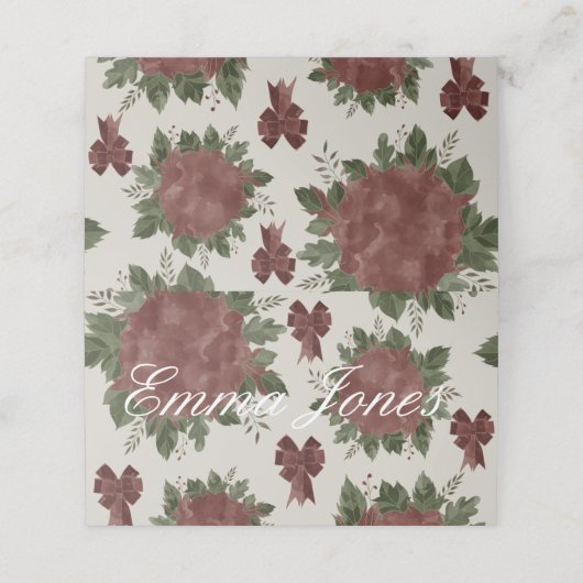 Elegantes botanisches Weihnachtsfest Platzkarte (Außenseite Aufgefaltet)