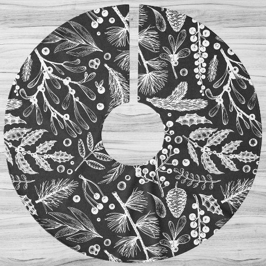 Elegantes botanisches Weihnachtsfest Polyester Weihnachtsbaumdecke