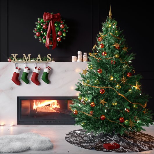 Elegantes botanisches Weihnachtsfest Polyester Weihnachtsbaumdecke