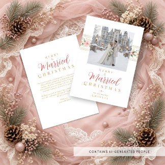 Elegantes botanisches Weihnachtsfoto Hochzeit TMF2 Feiertagskarte