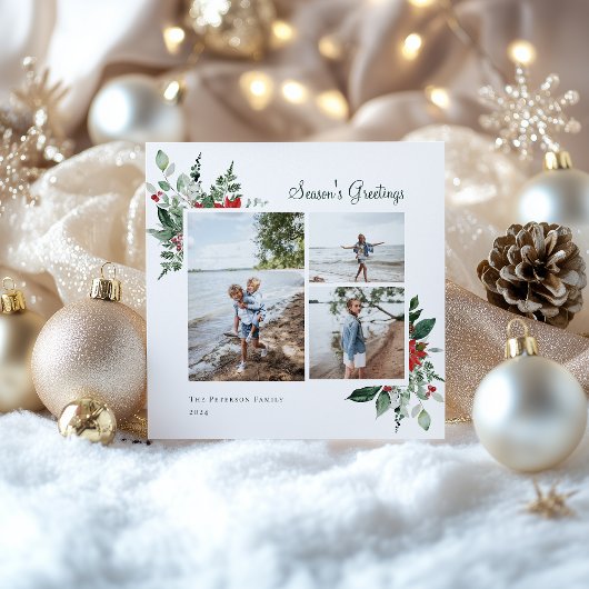 Elegantes botanisches Weihnachtsgrün Foto Feiertagskarte