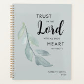 Elegantes botanisches Weiß Grün Christlich Planer (Vorderseite)