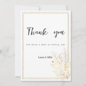 Elegantes botanisches weißes Gold floral Danke Einladung (Vorderseite)