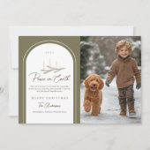 Elegantes botanisches Weltfrieden Foto Feiertagskarte (Vorderseite)