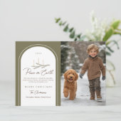 Elegantes botanisches Weltfrieden Foto Feiertagskarte (Stehend Vorderseite)