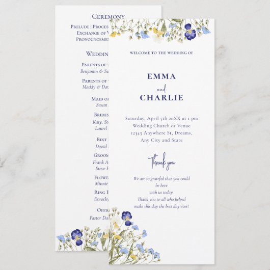 Elegantes botanisches Wildblume Script Wedding Pro Programm (Vorne/Hinten)