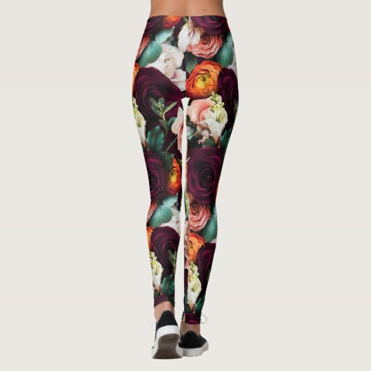 Elegantes botanisches Workout-Training Leggings (Rückseite)