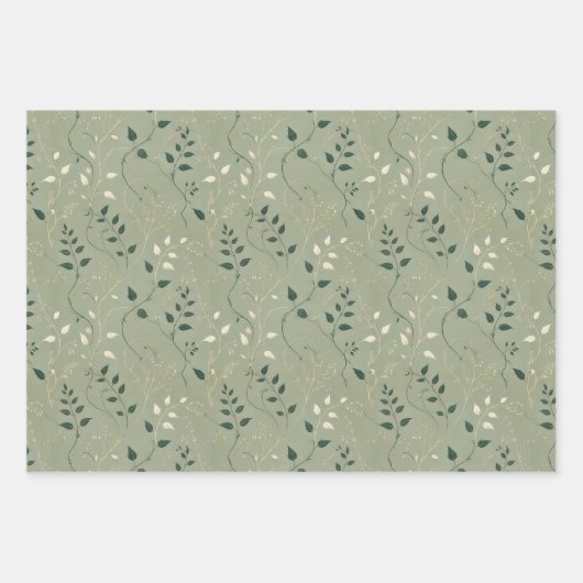 Elegantes botanisches Wrap-Dekoupage Geschenkpapier Set (Vorderseite)