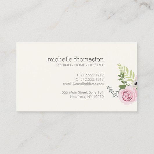 Elegantes Bouquet auf der Ivory Business Card Visitenkarte (Rückseite)