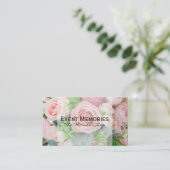 Elegantes Bouquet mit rosa Blume Visitenkarte (Stehend Vorderseite)