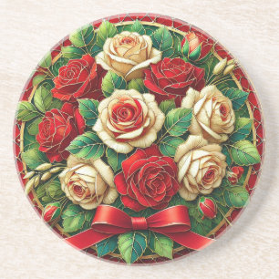 Elegantes Bouquet mit roten und weißen Rose Getränkeuntersetzer