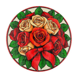 Elegantes Bouquet mit roten und weißen Rose Schneidebrett