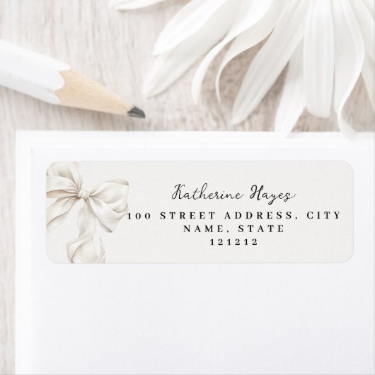 Elegantes Bow-Brautparty-Rücksendeadresse-Label (Insitu)