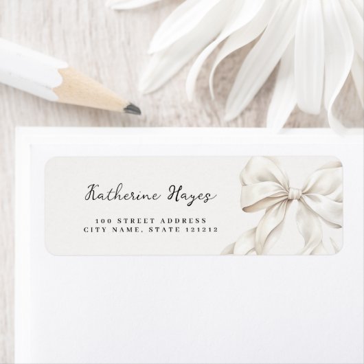 Elegantes Bow-Brautparty-Rücksendeadresse-Label (Insitu)