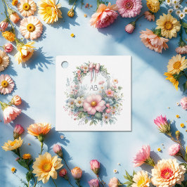 Elegantes Bow Floral Baby Shower Monogram Geschenkanhänger