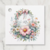 Elegantes Bow Floral Baby Shower Monogram Geschenkanhänger (Vorderseite)