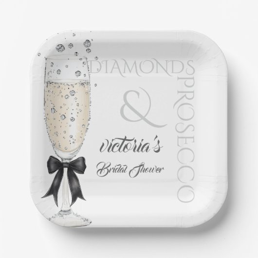 Elegantes Bow Glass Brautparty Pappteller (Vorderseite)