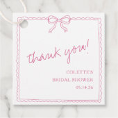 Elegantes Bow Hand Drawn Brautparty Vielen Dank Geschenkanhänger (Vorderseite)