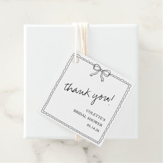 Elegantes Bow Hand Drawn Brautparty Vielen Dank Geschenkanhänger (Beispiel)