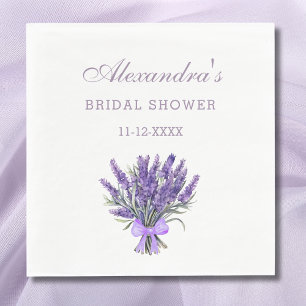 Elegantes Bow Lavender Floral Brautparty Serviette