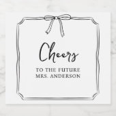 Elegantes Bow Personalisiert Cheers Brautparty Schaumweinetikett (Einzelnes Label)