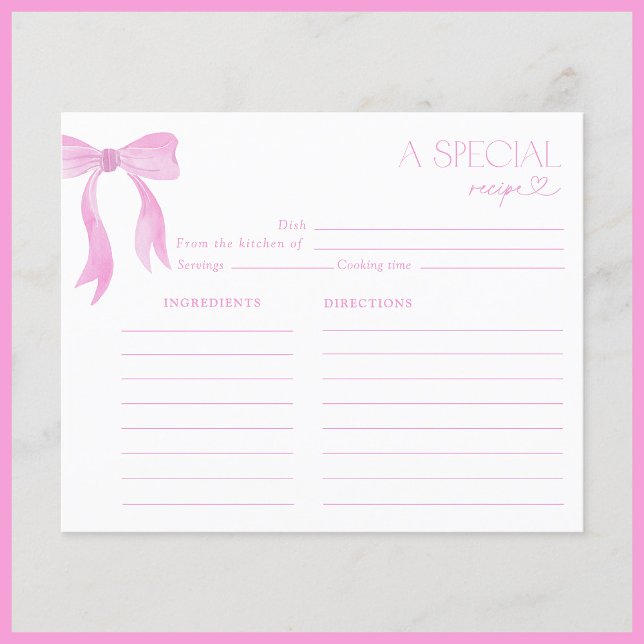 Elegantes Bow Pink Wasserfarbe Brautparty Rezept (Von Creator hochgeladen)