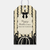 Elegantes Bow Pumpkins und Stripes Chic Halloween Geschenkanhänger (Rückseite)