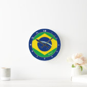 Elegantes brasilianisches Flaggendesign, Brasilien Runde Wanduhr (Zuhause)