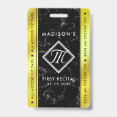 Elegantes Brass/Goldrand Schwarzer Marmor VIP Even Ausweis (Back)